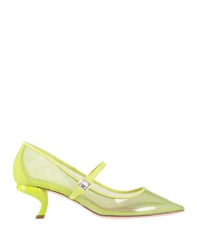 Roger Vivier Woman Pumps Lime Green Size 8 Pvc - Polyvinyl Chloride In Animal Print