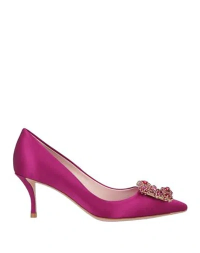 Roger Vivier Woman Pumps Magenta Size 5 Textile Fibers In Pink