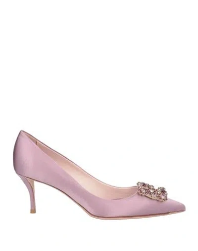 ROGER VIVIER ROGER VIVIER WOMAN PUMPS MAUVE SIZE 11 TEXTILE FIBERS