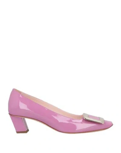 Roger Vivier Woman Pumps Mauve Size 5 Leather In Purple