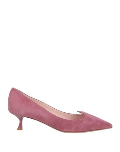 Roger Vivier Woman Pumps Mauve Size 8 Leather In Purple