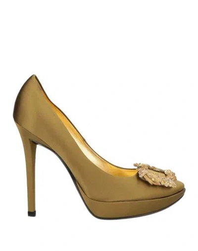 Roger Vivier Woman Pumps Military Green Size 8 Textile Fibers