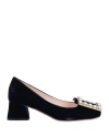 Roger Vivier Woman Pumps Navy Size 5 Textile Fibers In Blue