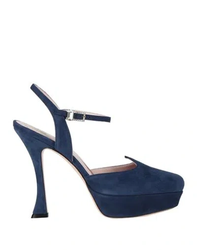 Roger Vivier Woman Pumps Navy Size 8 Leather In Multi