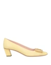 Roger Vivier Woman Pumps Pastel Yellow Size 12 Leather In Yellow