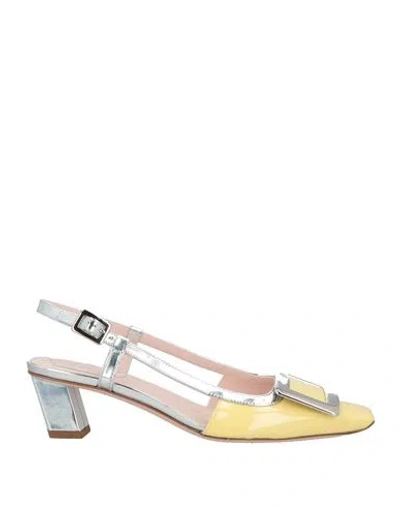 Roger Vivier Woman Pumps Pastel Yellow Size 5.5 Leather