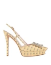 Roger Vivier Woman Pumps Pastel Yellow Size 6.5 Textile Fibers In Multi