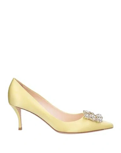 Roger Vivier Woman Pumps Pastel Yellow Size 7 Textile Fibers