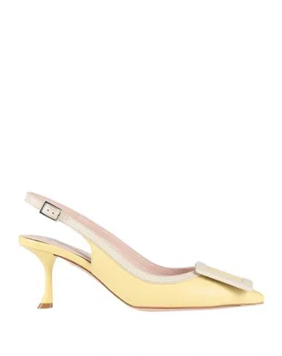 Roger Vivier Woman Pumps Pastel Yellow Size 7.5 Leather