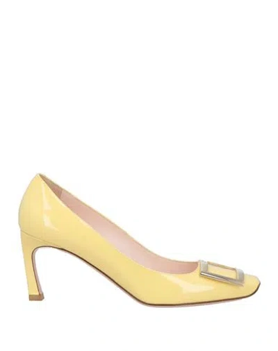 Roger Vivier Woman Pumps Pastel Yellow Size 7.5 Leather