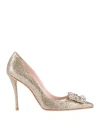 Roger Vivier Woman Pumps Platinum Size 8 Textile Fibers In Grey
