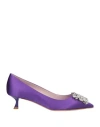 Roger Vivier I Love Vivier Crystal-embellished Suede Pumps In Purple