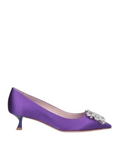 ROGER VIVIER ROGER VIVIER WOMAN PUMPS PURPLE SIZE 7 TEXTILE FIBERS
