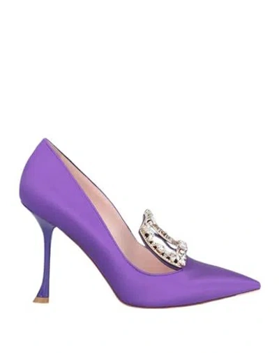 Roger Vivier Woman Pumps Purple Size 8 Textile Fibers
