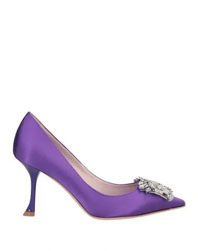 Roger Vivier Woman Pumps Purple Size 8 Textile Fibers