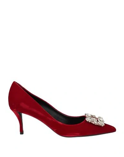 Roger Vivier Woman Pumps Red Size 5.5 Textile Fibers In Crimson