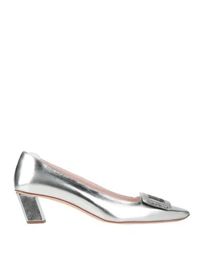 Roger Vivier Woman Pumps Silver Size 5 Soft Leather