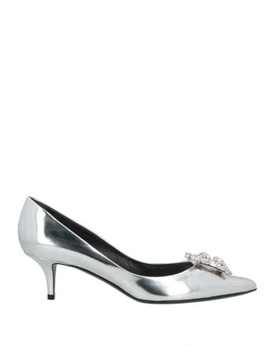 Roger Vivier Woman Pumps Silver Size 6.5 Leather