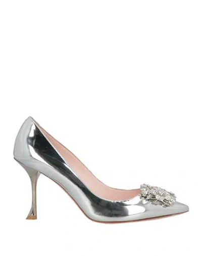 Roger Vivier Woman Pumps Silver Size 7.5 Leather In Multi