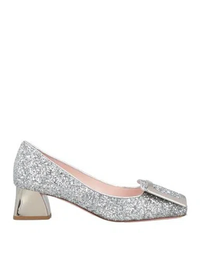 Roger Vivier Woman Pumps Silver Size 7.5 Textile Fibers