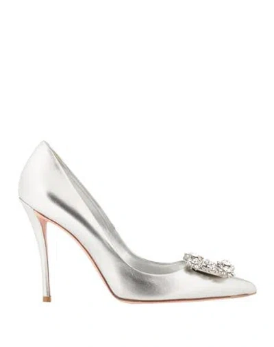 ROGER VIVIER ROGER VIVIER WOMAN PUMPS SILVER SIZE 8 LEATHER