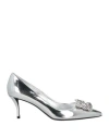 Roger Vivier Woman Pumps Silver Size 8 Leather In Silver