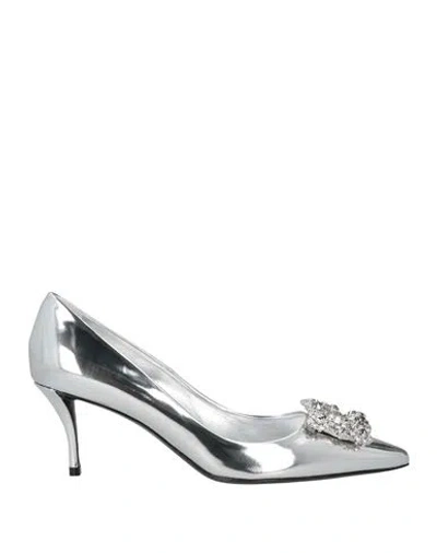 Roger Vivier Woman Pumps Silver Size 8 Leather