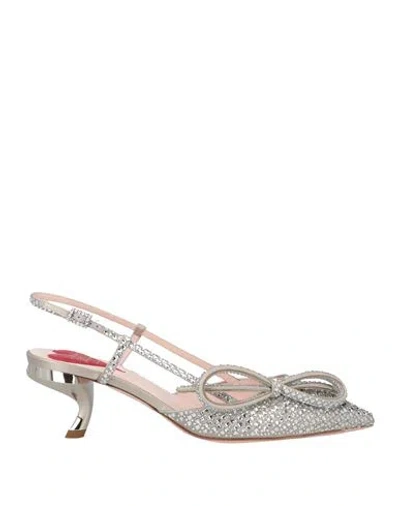 Roger Vivier Virgule Embellished Satin Slingback Pumps In Silver