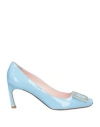 Roger Vivier Woman Pumps Sky Blue Size 8 Leather