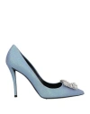 Roger Vivier Woman Pumps Sky Blue Size 8 Leather