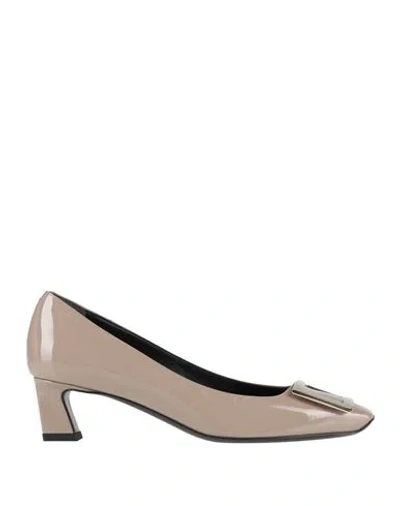 Roger Vivier Woman Pumps Taupe Size 12 Leather In Multi