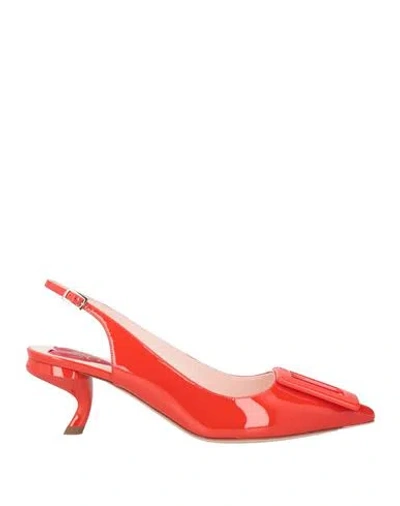 Roger Vivier Woman Pumps Tomato Red Size 8 Leather