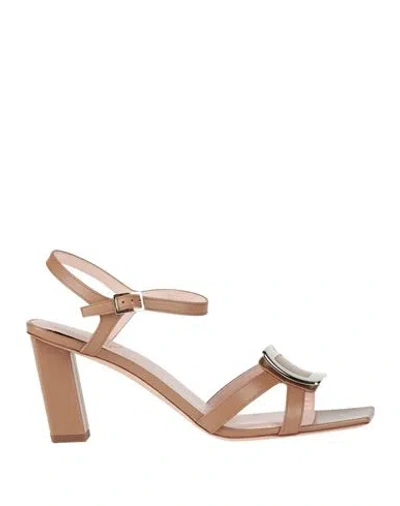 Roger Vivier Woman Sandals Beige Size 6.5 Leather In Neutral