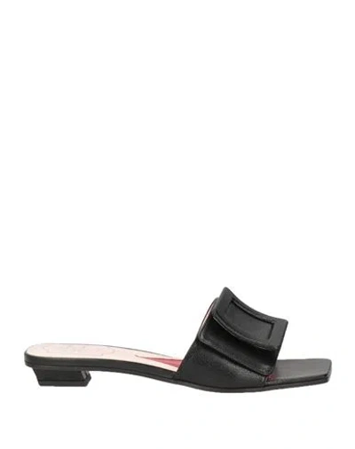 Roger Vivier Woman Sandals Black Size 11 Soft Leather