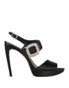 Roger Vivier Woman Sandals Black Size 6.5 Textile Fibers In Black