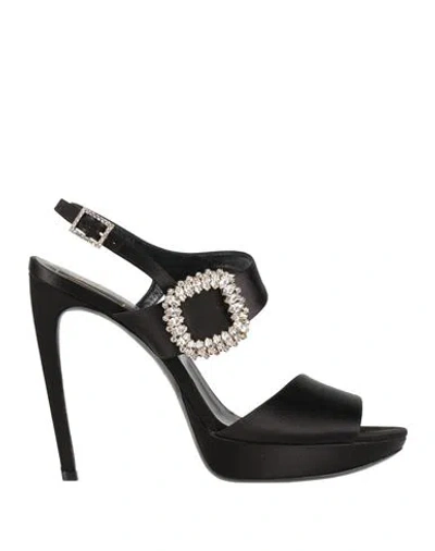 Roger Vivier Woman Sandals Black Size 6.5 Textile Fibers