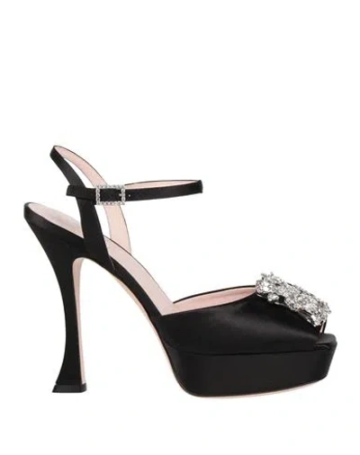 Roger Vivier Woman Sandals Black Size 7 Textile Fibers