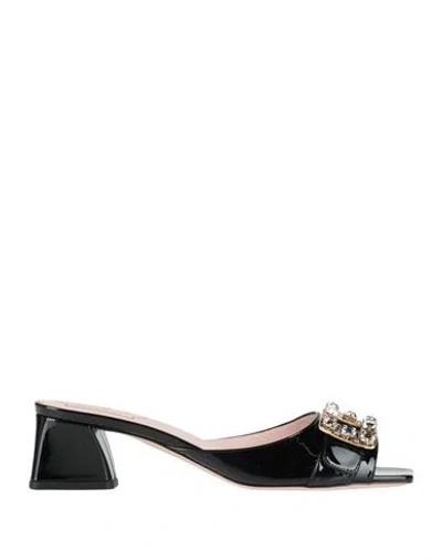 Roger Vivier Woman Sandals Black Size 7.5 Leather