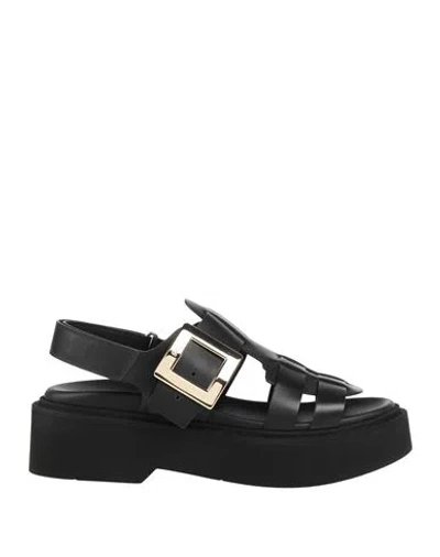 ROGER VIVIER ROGER VIVIER WOMAN SANDALS BLACK SIZE 8 LEATHER