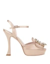 Roger Vivier Woman Sandals Blush Size 8 Textile Fibers In Pink
