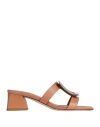 Roger Vivier Woman Sandals Camel Size 4.5 Leather In Brown