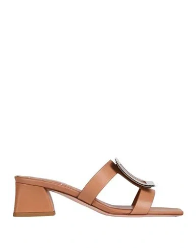 Roger Vivier Woman Sandals Camel Size 4.5 Leather In Brown