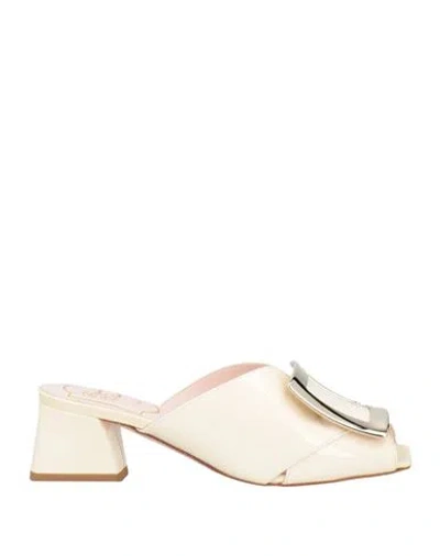 Roger Vivier Woman Sandals Cream Size 4.5 Leather In White