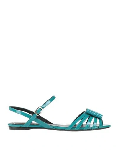 Roger Vivier Woman Sandals Deep Teal Size 7 Leather In Multi