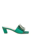 Roger Vivier Woman Sandals Emerald Green Size 5 Textile Fibers