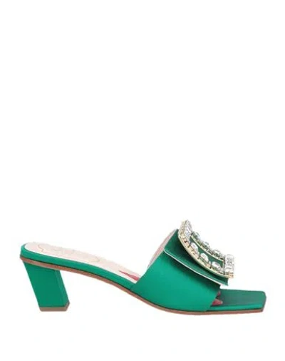Roger Vivier Woman Sandals Emerald Green Size 5 Textile Fibers