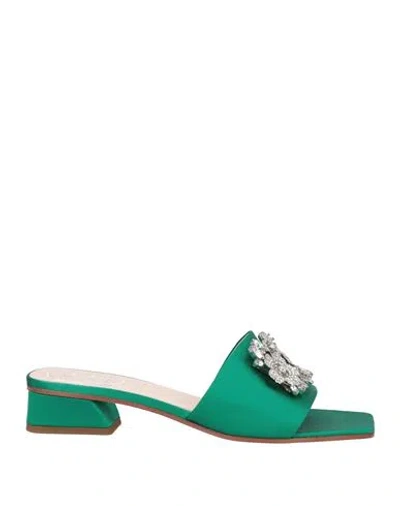 Roger Vivier Woman Sandals Emerald Green Size 6 Textile Fibers