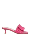 Roger Vivier Woman Sandals Fuchsia Size 5.5 Leather In Pink