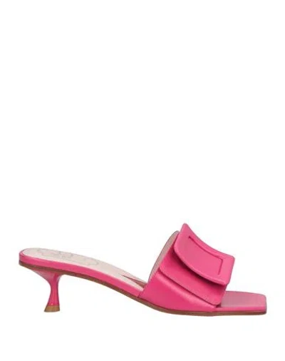 ROGER VIVIER ROGER VIVIER WOMAN SANDALS FUCHSIA SIZE 5.5 LEATHER