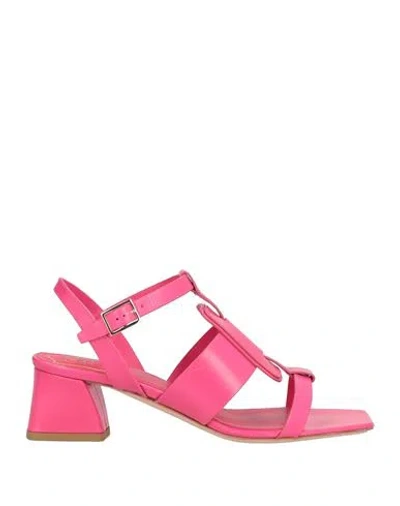 Roger Vivier Woman Sandals Fuchsia Size 6.5 Leather In Pink